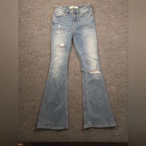 Idyllwind Women's High Risin' Roadtrip Wash Stretch Distressed Knee Flare Jeans